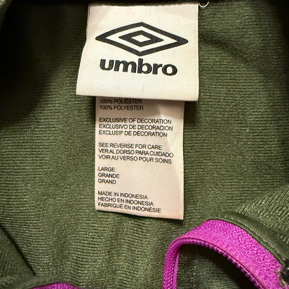 Umbro Olive Green track Jacket with pink Accents size L - Picture 3 of 4